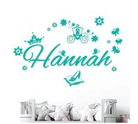 Personalised Name Girls Wall Art Sticker - Princess Fairy Tale Cinderella Story [Medium] [Turquoise]