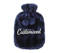 Personalised Name Hot Water Bottle,Custom 2L Hotwater Bottles for Adults for Pain Relief, Hand and Foot Warmer Perfect for Women (Blue, A)