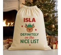PERSONALISED Name Is Definitely On The Nice List - Christmas Santa Sack