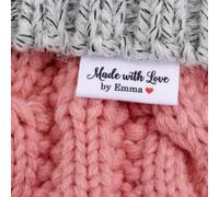 Personalised Name Labels for Clothes,Handmade Washable Labels,sew in Name Labels,Custom Sewing Labels, for Clothing, School Clothing, Kids Clothing, DIY (White,50P)