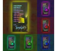 Personalised Name LED Light Custom Affirmation Mirror I AM Mirror Custom Light up Name Sign for Wall Bedroom Inspirational Gift