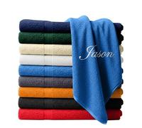 Personalised Name Logo Towel - Custom Embroidered Text Logo Bath Hand Face Towels - Bathroom Gym Salon Spa Hotel (Bright Blue, Hand Towel)