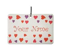 Personalised Name Love Hearts Car Air Freshener (Custom Fun Birthday/Anniversary/Valentines Day/Xmas Christmas Stocking Filler/Secret Santa/Novelty Scented Gift)