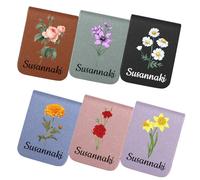 Personalised Name Magnetic Leather Bookmark Clip Custom Birthday Flower Funny Book Lover Bookmarks Vintage Leather Magnetic Bookmark Gifts for Reader Teacher Bookworm Xmas Birthday (Style 3)