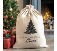 Personalised Name Merry Christmas & Tree - Christmas Santa Sack