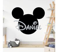 Personalised Name - Mickey Mouse Inspired Silhouette - Children's Bedroom Vinyl Wall Decal Sticker [XLarge] [Black]