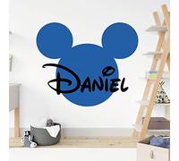Personalised Name - Mickey Mouse Inspired Silhouette - Children's Bedroom Vinyl Wall Decal Sticker [XLarge] [Marina]