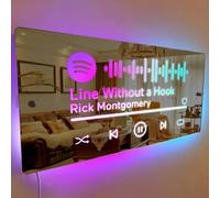 Personalised Name Mirror With Spotify Code, Music Light Up LED Mirror, Bedroom Wall Decoration, Custom Name Night Light, Christmas Valentine's Day Idea Gifts for Mom Wife Girlfriend