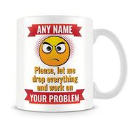 Personalised Name Mug/Cup for Work with Angry Emoji Face - Funny Mug for Work