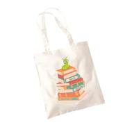 Personalised Name My Reading Book Stack Tote Bag - Custom School Infant Nursery Childs Kids Teens Worm World Book Day Book Carrier Cotton Shopper Gifts Presents (Personalised Black Handle Prime)