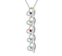 Personalised Name Necklace for Women - Silver Heart Necklace Pendant Jewelry with 1-5 Birthstones Gifts for Her Mum Daughter Sister Girlfriend Birthday Christmas