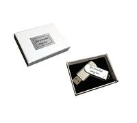 Personalised Name or Message Silver or Pink or Blue USB 8GB Flash Drive For Photos Documents etc In White Presentation Gift Box (Silver)