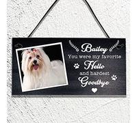 Personalised Name Plaque with Photo Dogs Pets Cats Animals Memorial Plaque Bereavement Remembrance Paw Prints Gifts Christmas Wall Hanging Sign-You were my favorite Hello and hardest Goodbye