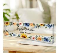 Personalised Name Plate for Desk, Custom Acrylic Desktop Accessories Office Decor for Women Men, Offices Gift for Coworkers Boss Teacher, Employee Appreciation Gifts