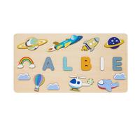 Personalised Name Puzzle for Kids - Custom Wooden Baby Toys | Montessori Learning Toys for 1-3 Year Olds | Ideal 1st Birthday Gifts, for Toddlers Boys & Girls (38cm/14.96in×20cm/7.87in)