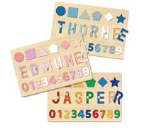 Personalised Name Puzzle for Kids, Personalised Baby Puzzle for 1 Year Old-Baby with Animal Elements, Custom Wooden Puzzles for Baby's First Birthday, Christmas