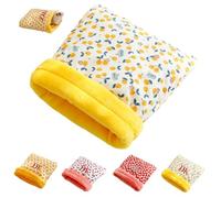 Personalised Name Small Animal Fleece Cuddle Sack, Custom Text Cotton Floral Fleece-lined Warm Sleeping Bag for Hedgehog Guinea Pig Squirrel Hamster Gifts (Yellow)