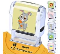 Personalised Name Stamp for Clothing Kids Custom Waterproof Clothes Stamp Customised Clothing Stamp Self-Inking with Name-6 Sticker Patterns