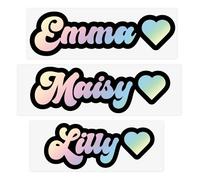 Personalised Name Sticker with Heart | Pastel Rainbow Vinyl Decal | Custom Name Label for Water Bottle Laptop Phone Case | Cute Kids Sticker