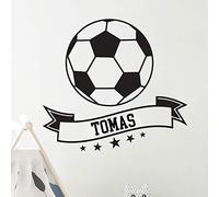 Personalised Name Stickers | Football Wall Sticker - Children's Room Wall Decoration | 2 Sheets of 50 x 55 cm and 60 x 25 cm - Black