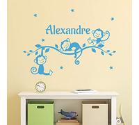 Personalised Name Stickers | Little Monkeys Wall Sticker - Children's Room Wall Decoration | 2 Sheets of 25 x 50 cm and 40 x 30 cm - Pink