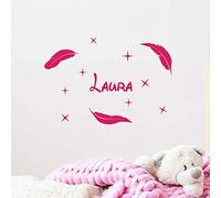 Personalised Name Stickers | Personalised Name Sticker - Children's Room Wall Decoration | 2 Sheets of 10 x 15 cm and 40 x 25 cm - Fuchsia
