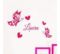 Personalised Name Stickers | Personalised Name Sticker - Children's Room Wall Decoration | 2 Sheets of 15 x 20 cm and 60 x 25 cm - Fuchsia