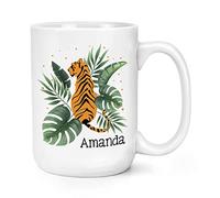 Personalised Name Tiger Jungle Tropical Theme Mug 15oz Large Mug Cup