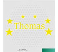 Personalised Name Wall Art Stars Vinyl Sticker Boys Room Bedroom Toy Box Play (Yellow)