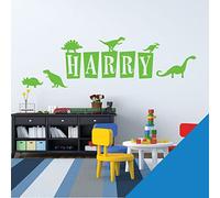 Personalised Name Wall Art Sticker - Dinosaurs World, Dinos, T-Rex, Apatosaurus, Jurassic Era, Park [Ocean]