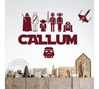 Personalised Name Wall Art Sticker - Jedi, R2-D2, Princess Leia, Luke Skywalker [Large] [Burgundy]
