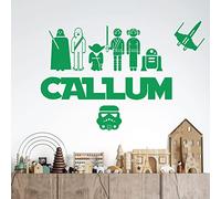 Personalised Name Wall Art Sticker - Jedi, R2-D2, Princess Leia, Luke Skywalker [Medium] [Cactus]