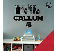 Personalised Name Wall Art Sticker - Jedi, R2-D2, Princess Leia, Luke Skywalker [Medium] [Cherry]