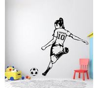 Personalised Name Wall Stickers, Custom Stickers, Football Girl Wall Decoration, Custom Wall Stickers, Sports Vinyl, Football Stickers, Goal Wall Art, Wall Stickers(88x88cm)