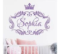 Personalised Name Wall Stickers, Girl Princess Crown, Custom Name Wall Decal Vinyl Lettering Mural, Beautiful Girls Room Decor, Wallpapers Personalized Name, Personalised Wall Stickers For Girls(M 71c