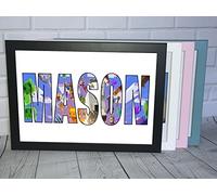 Personalised Name WordArt Gift Keepsake Birthday Christmas Present Framed (Pink Frame, Mncrft)