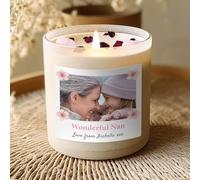 Personalised Nan Candle - Cherry Blossom Scented with Rose Petals & Rose Quartz - Upload Photo & Message - 8oz Soy Candle in Gift Box - Birthday, Mother’s Day & Christmas