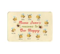 Personalised Nana's Reasons to Bee Happy Doormat with 2-15 Name House Welcome Mat Custom Name Doormat Durable Entryway Rug for Grandma Mom for Home Entrance Outdoor Indoor 5 colors