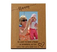 Personalised Nanny Love Heart Engraved Portrait Photo Frame Gift (4 x 6 Inch)