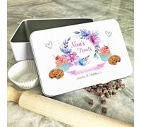 Personalised Nans Treat Flowers Cookie Cup Biscuit Baking Treats Sweets Cake Tin Personalised Gift | Custom Gift | Personalized Tin | Cake, Biscuit & Treat Tins | Gift For Her | Gift For Him