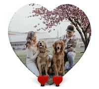Personalised Natural Rock Heart Slate Plaque Full Edge Print Your Own Photo Text with Heart Display Stand - V1 Size | 9,8" x 9,8" or 250 x 250 mm |
