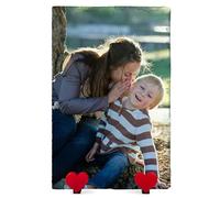 Personalised Natural Rock Slate Plaque Full Edge Print Your Own Photo Text with Heart Stand - Rectangle Vertical | 7.8" x 11.8" or 200 x 300 mm |