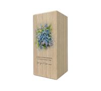 Personalised Natural Wood Tea Light Holder | Watercolour Forget Me Not Design | Bereavement & Sympathy Gift | Funeral Memorial Candle Holder | Custom Remembrance Keepsake | 13cm H x 5.5cm W x 5.5cm D