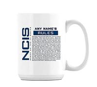 Personalised NCIS ''Gibbs' Rules Custom Name Birthday, Christmas Coffee Tea Mug Unique 15oz Ceramic Mug. (White)