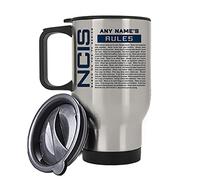 Personalised NCIS ''Gibbs' Rules Custom Name Birthday, Christmas Travel Silver/White Tea/Coffee Mug. (Silver)