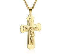 personalised necklace Catholic Mens Boys Crucifix Religious Spanish Bible Cross Pendant Necklace Chain Jewelry Prayer Gifts Hangings gifts