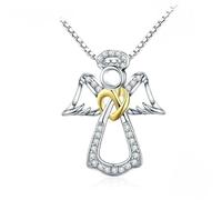 Personalised Necklace for Women,925 Sterling Silver Guardian Angel Pendant Necklace Angel Wing Chain for Women Dazzling Zircon - Guardian Angel Necklace, Angel Necklace For Girls, Guardian Angel Jewel