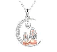 Personalised Necklace for Women,925 Sterling Silver Mommy And Me Necklace, Mom Daughter Moon Pendant Necklace Love You Forever Heart Necklaces, Mother Daughter Necklace Set For 2, Mommy Daughter Neckl