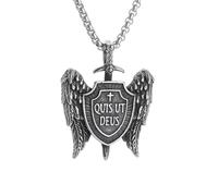 personalised necklace Knight Michael Sword and Shield Necklace for Men Archangel Wings Pendant Christian Cross Men's Religious Vintage Jewelry