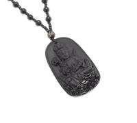 personalised necklace Obsidian Carved Avalokitesvara Pendant Buddha Buddha Buddhist Statue Lucky Necklace Male and Female Jewelry Birthday
